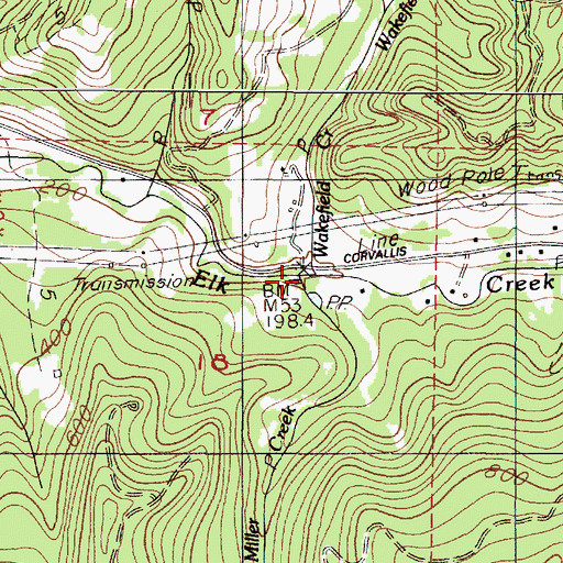 Topographic Map of Wakefield Creek, OR