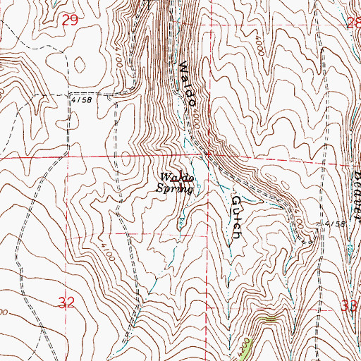 Topographic Map of Waldo Spring, OR