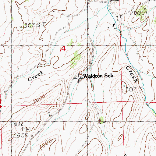 Topographic Map of Waldron School (historical), OR