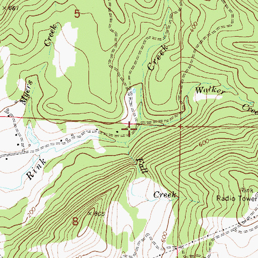 Topographic Map of Walker Creek, OR