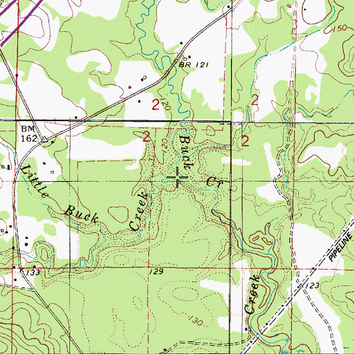 Topographic Map of Little Buck Creek, AL