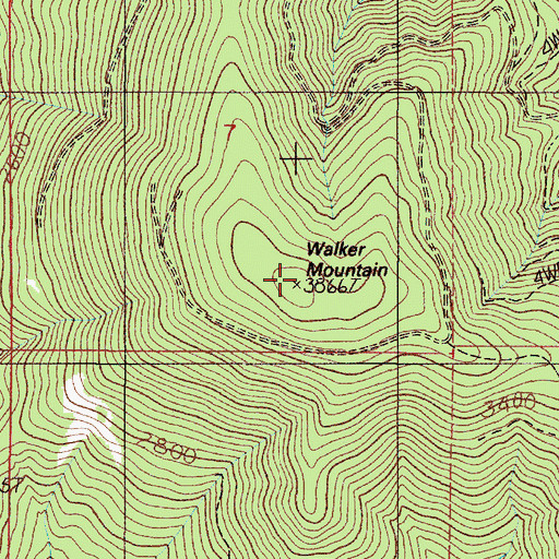 Topographic Map of Walker Mountain, OR