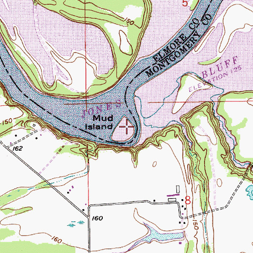 Topographic Map of Mud Island, AL