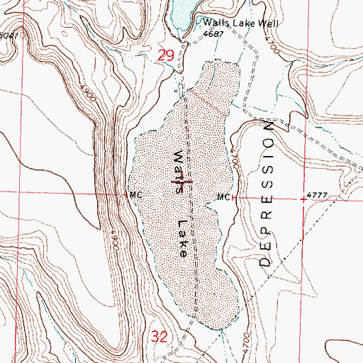 Topographic Map of Walls Lake, OR