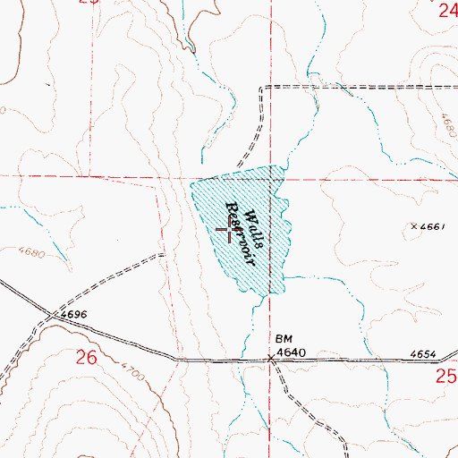 Topographic Map of Walls Reservoir, OR