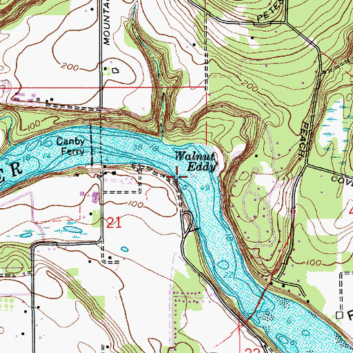 Topographic Map of Walnut Eddy, OR