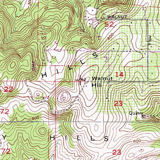 Topographic Map of Walnut Hill, OR
