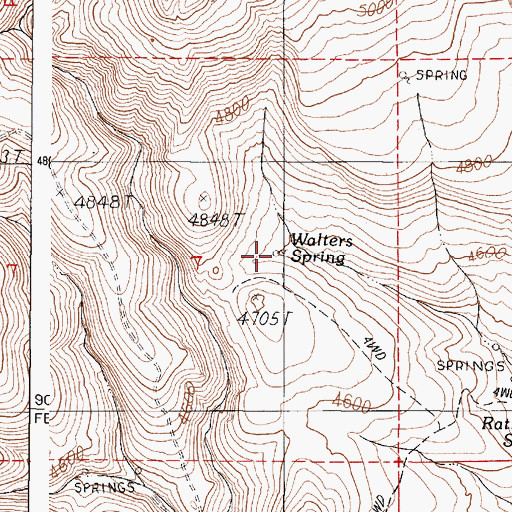 Topographic Map of Walters Spring, OR