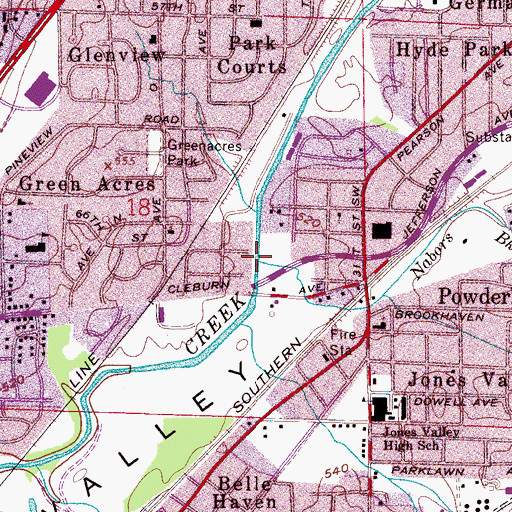 Topographic Map of Nabors Branch, AL