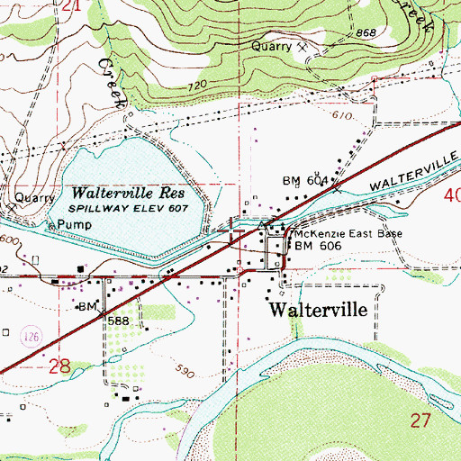 Topographic Map of Walterville, OR