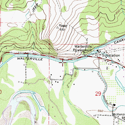 Topographic Map of Walterville Canal, OR