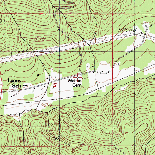Topographic Map of Walton Cemetery, OR