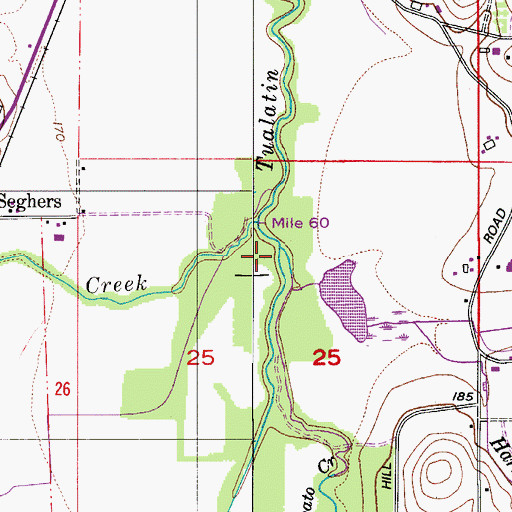 Topographic Map of Wapato Creek, OR