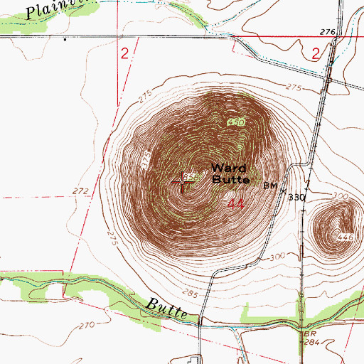 Topographic Map of Ward Butte, OR