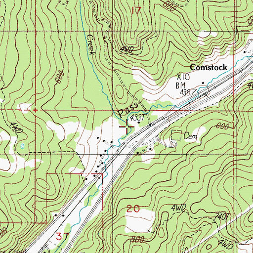 Topographic Map of Ward Creek, OR