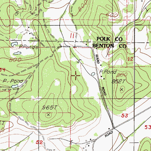 Topographic Map of Ward School (historical), OR