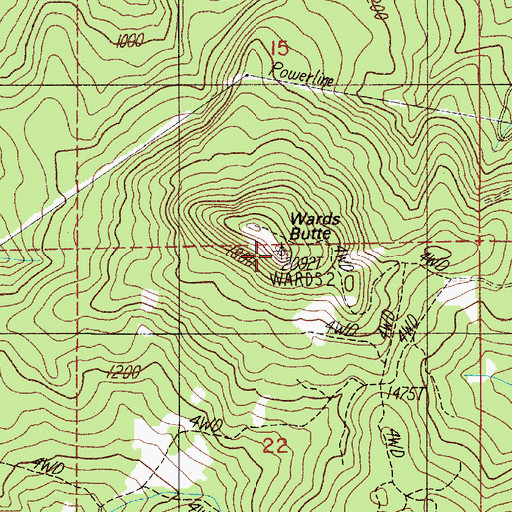 Topographic Map of Wards Butte, OR