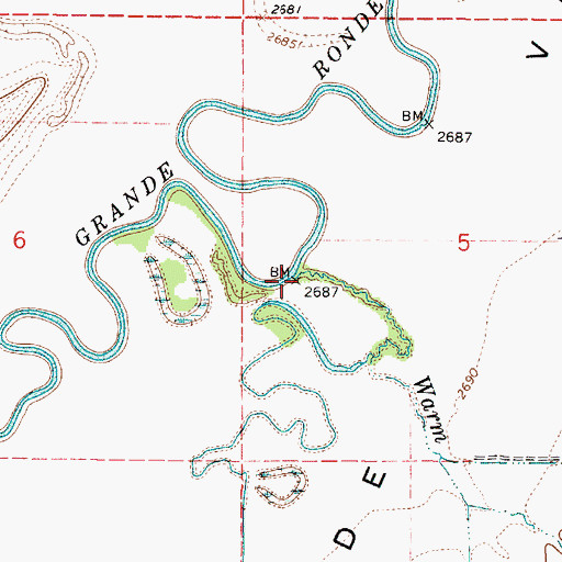 Topographic Map of Warm Creek, OR