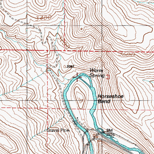 Topographic Map of Warm Spring, OR