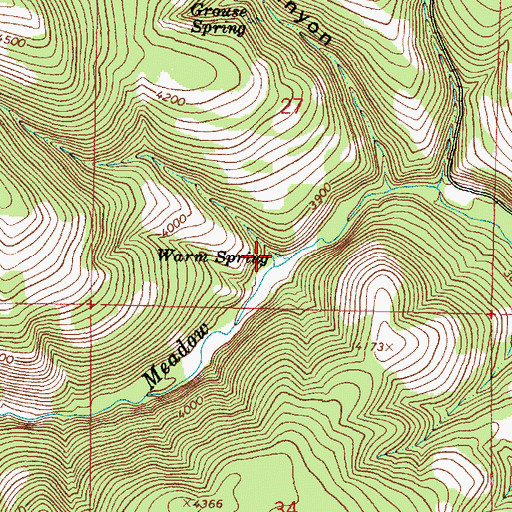 Topographic Map of Warm Spring, OR