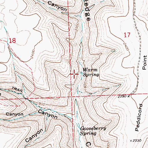 Topographic Map of Warm Spring, OR