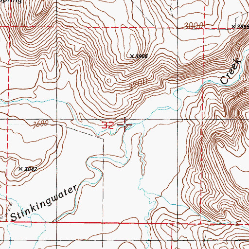 Topographic Map of Warm Spring Creek, OR