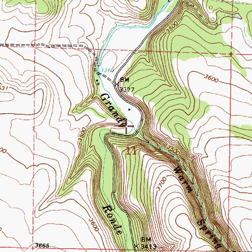 Topographic Map of Warm Spring Creek, OR