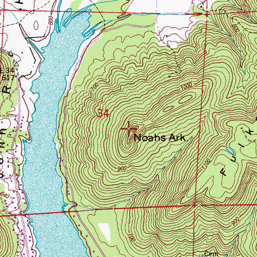 Topographic Map of Noahs Ark, AL