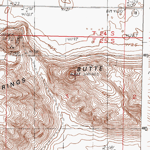 Topographic Map of Warm Springs Butte, OR