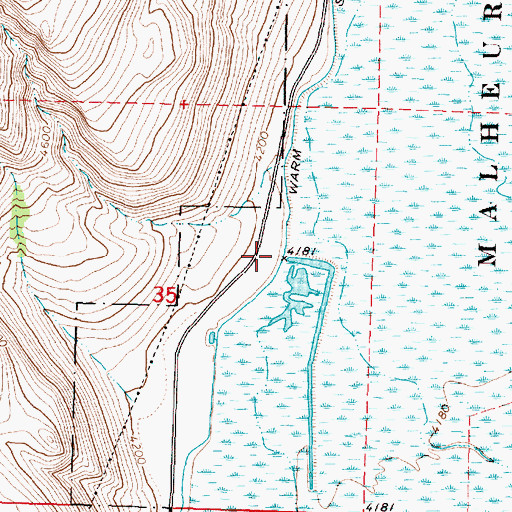 Topographic Map of Warm Springs Canal, OR