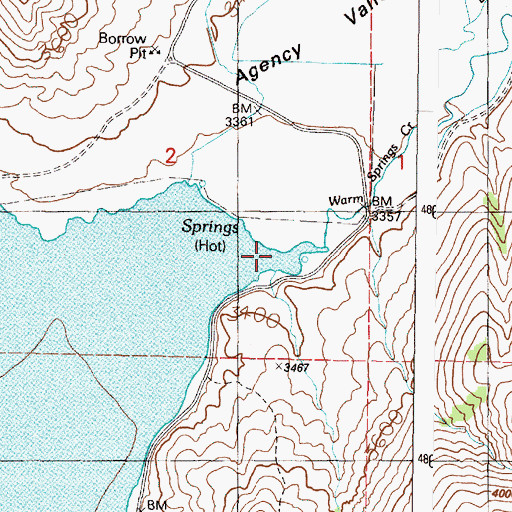 Topographic Map of Warm Springs Creek, OR