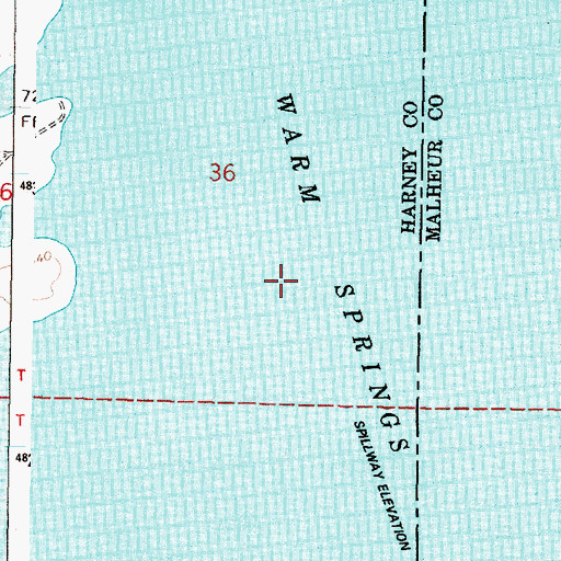 Topographic Map of Warm Springs Reservoir, OR