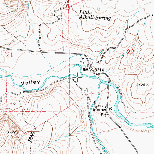 Topographic Map of Warm Springs Valley, OR