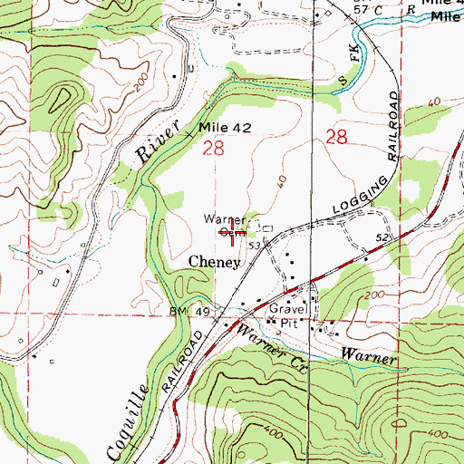 Topographic Map of Warner Cemetery, OR
