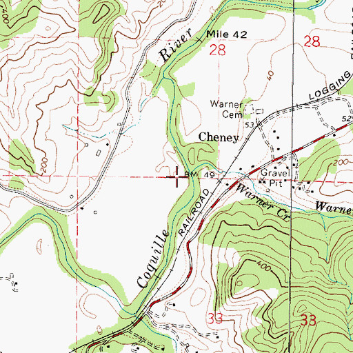 Topographic Map of Warner Creek, OR