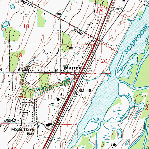 Topographic Map of Warren, OR