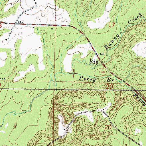Topographic Map of Perry Branch, AL