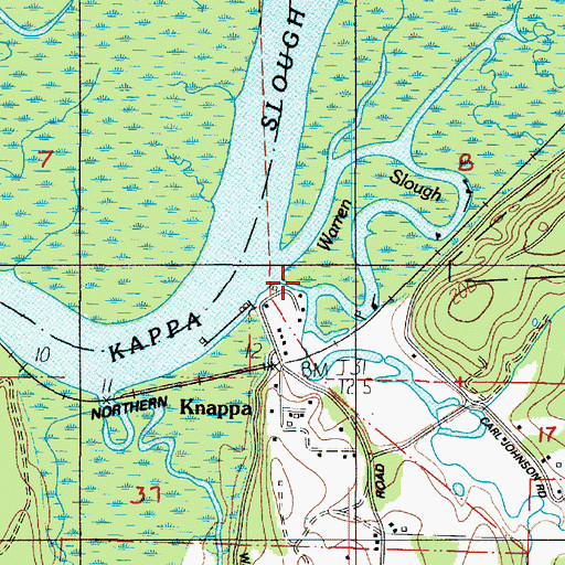 Topographic Map of Warren Slough, OR