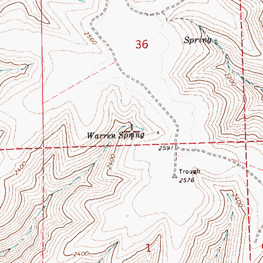 Topographic Map of Warren Spring, OR