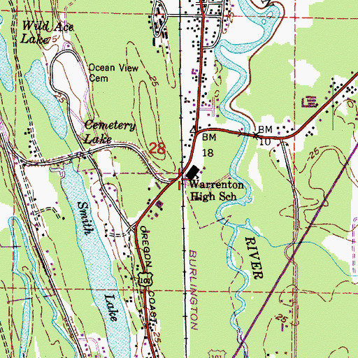 Topographic Map of Warrenton High School, OR