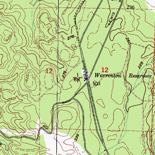 Topographic Map of Warrenton Reservoir, OR