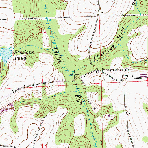 Topographic Map of Phillips Mill Branch, AL
