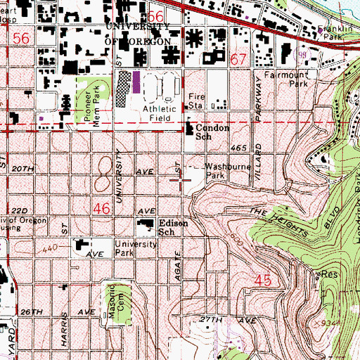 Topographic Map of Washburne City Park, OR
