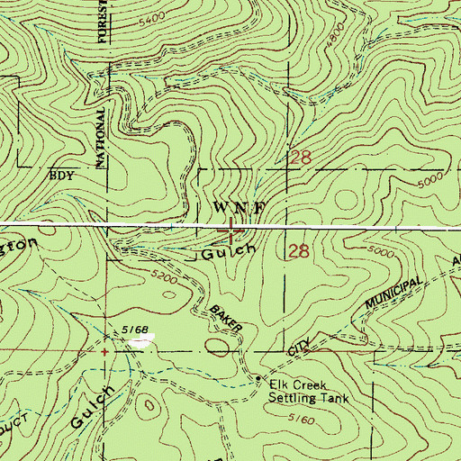 Topographic Map of Washington Gulch, OR
