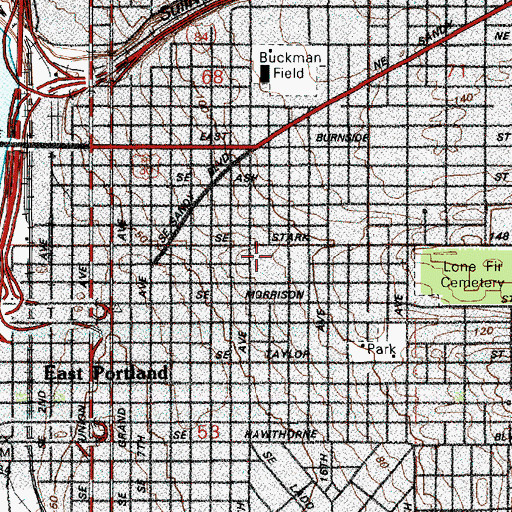 Topographic Map of Washington Monroe High School (historical), OR