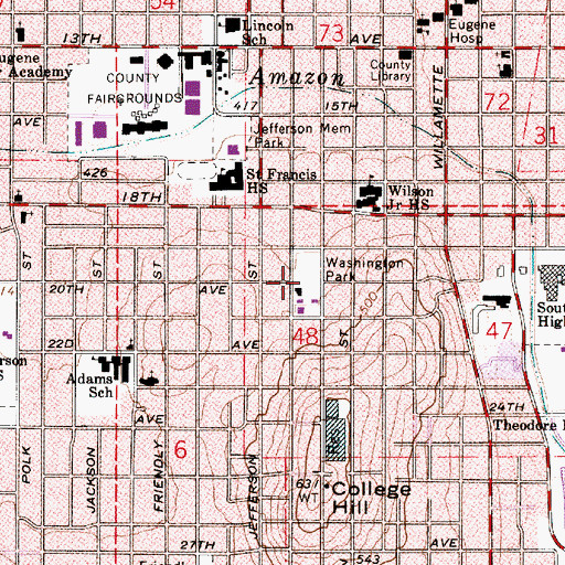 Topographic Map of Washington City Park, OR