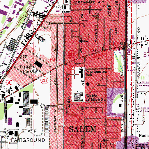 Topographic Map of Washington Elementary School, OR