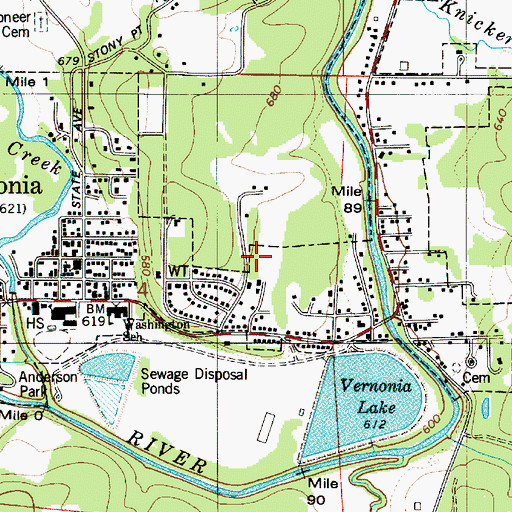 Topographic Map of Vernonia Elementary School, OR