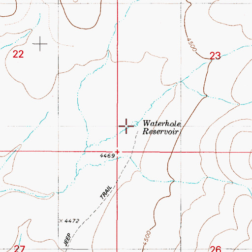 Topographic Map of Water Hole Reservoir, OR