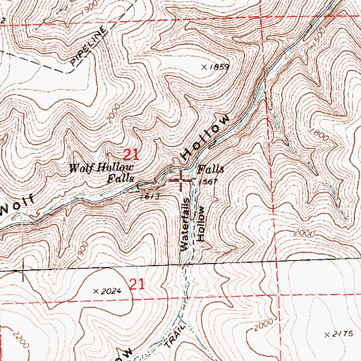 Topographic Map of Waterfalls Hollow, OR